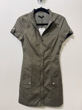 Short-Sleeve Olive Utility Dress